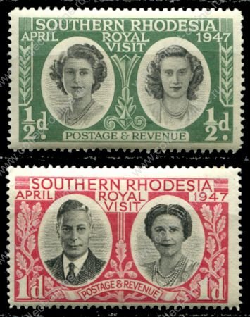 Южная Родезия 1947 г. • Gb# 62-3 • ½ и 1 d. • Королевский визит • полн. серия • MH OG VF