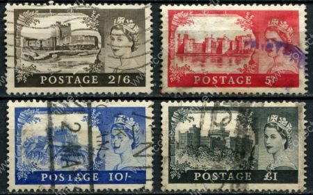 Великобритания 1955-58 гг. Gb# 536-9 • 2s.6d. - £1 • Замки Великобритании (1-й выпуск) • Used F-VF ( кат.- £50+ )