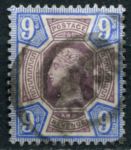 Великобритания 1887-1892 гг. • Gb# 209 • 9 d. • Королева Виктория • "Юбилейный" выпуск • стандарт • Used VF- ( кат.- £ 48 )