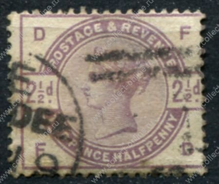 Великобритания 1883-1884 гг. • GB# 190 • 2 ½ d. • королева Виктория • стандарт • Used VF ( кат.- £20 )