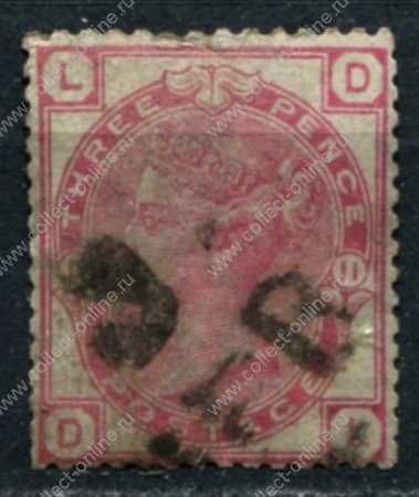 Великобритания 1873-1880 гг. • GB# 144 pl. 11 • 3 d. • королева Виктория • стандарт • Used F ( кат.- £80 )