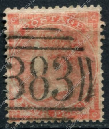 Великобритания 1865-1867 гг. Gb# 93 • 4 d. • Королева Виктория • Used VF ( кат.- £90 )