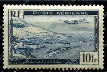 Алжир 1946-1947 гг. • Iv# 2 • 10 fr. • самолет над портом • авиапочта • MNH OG VF