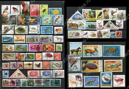Фауна • набор 80+ разных иностранных марок • Used F-VF