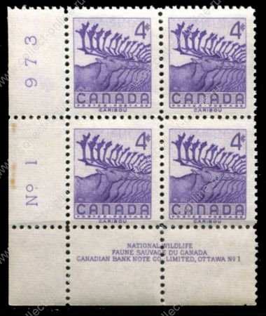 Канада 1956 г. • SC# 360 • 4 c. • Национальная неделя защиты дикой природы • олени • № кв.блок • MNH OG XF+