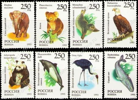 Россия 1993 г. • СК# 130-7 • 250 руб.(8) • Фауна • полн. серия • MNH OG VF