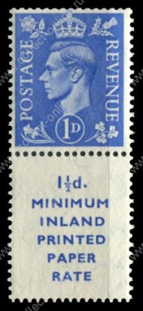 Великобритания 1950-1952 гг. • Gb# 504d • 1 d. • Георг VI • с купоном • из буклета • стандарт • MNH OG VF ( кат.- £ 10 )