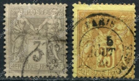 Франция 1879 г. • Mi# 77-8 • 3 и 20 c. • "Мир и торговля"(аллегория) • стандарт • Used VF ( кат.- € 5 )