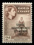 Гана 1957 г. • Gb# 173 • 2 d. • Независимость • надп. на м. Голд Кост • доп. выпуск(1958 г.) • MNH OG VF