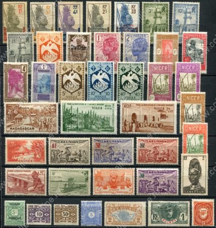 Французские колонии 19xx-194х гг. • лот 42 разные старые марки • регулярные выпуски • MH OG/NG F-VF