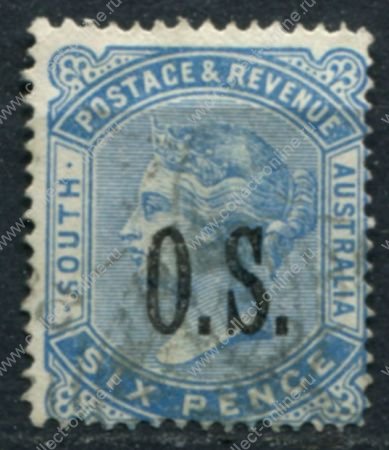 Южная Австралия 1891-1896 гг. • GB# O67 • 6 d. • надпечатка "O.S."(тип II) • перф. 15 • официальная почта • Used VF