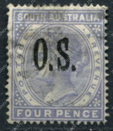 Южная Австралия 1891-1896 гг. • GB# O66 • 4 d. • надпечатка "O.S."(тип II) • перф. 15 • официальная почта • Used VF