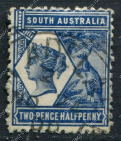 Южная Австралия 1894-1906 гг. • GB# 237 • 2½ d. • Королева Виктория • кенгуру • перф. 13 • стандарт • Used VF