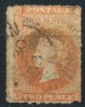 Южная Австралия 1860-1869 гг. • GB# 25 • 2 d. • Королева Виктория • стандарт • Used VF