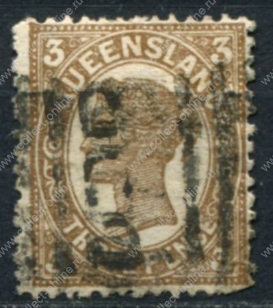 Квинсленд 1907-1911 гг. • Gb# 2691 • 3 d. • Королева Виктория • стандарт • Used VF ( кат. - £3 )