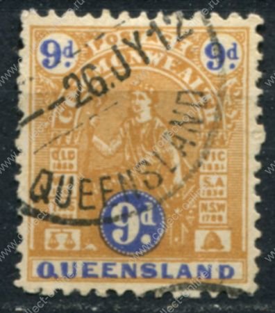 Квинсленд 1903-1905 гг. • Gb# 266 • 9 d. • "Британия" • стандарт • Used VF ( кат. - £6 )