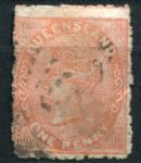 Квинсленд 1879-1881 гг. • GB# 136 • 1 d. • Королева Виктория • стандарт • Used F-VF ( кат. - £7 )
