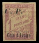 Кот-д'Ивуар 1904 г. • Iv# TT12 • 1 fr. • надп. на м. Французских колоний • служебный выпуск • MNG VF ( кат. - €55- )