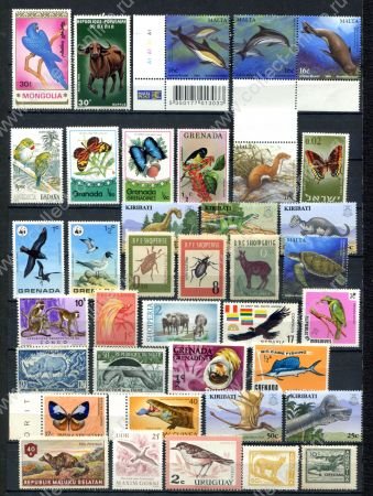 Фауна • набор 39 разных иностранных марок • MNH OG VF