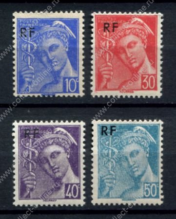 Франция 1944 г. • Iv# 657-660 • надпечатка "PF" • стандарт • полн. серия • MNH OG VF