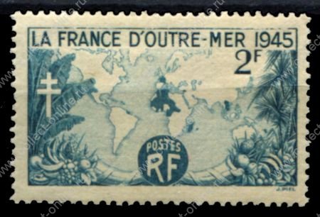 Франция 1945 г. • Iv# 741 • 2 fr. • Заморские территории Франции • MNH OG VF