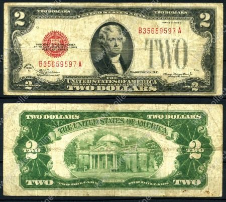 США 1928 г. • P# 378с С • 2 доллара • Джефферсон • F