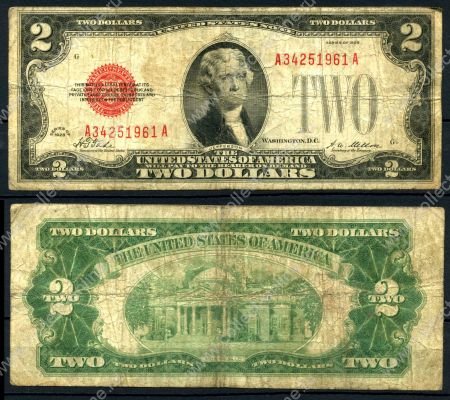 США 1928 г. • P# 378 • 2 доллара • Джефферсон • F-