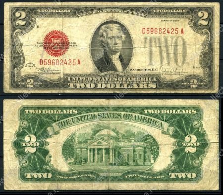 США 1928 г. • P# 378f F • 2 доллара • Джефферсон • F-