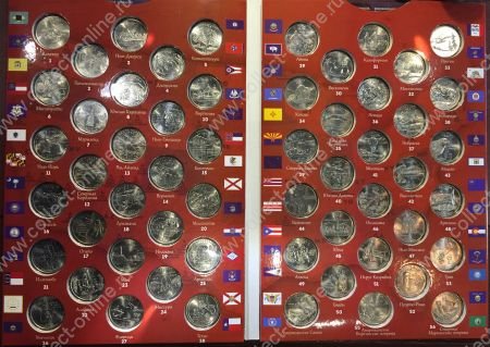 США 1999-2009 гг. P/D • KM# • квотер (25 центов) • Американские штаты, округа и территории • комплект 56 монет • в альбоме • MS BU